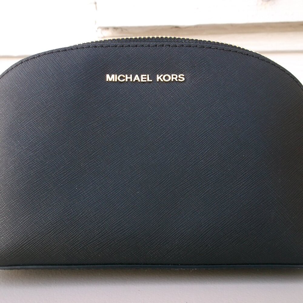Michael Kors Black Clutch Bag w/ Gold Chain & Rhinestone Heart Charm, like new!